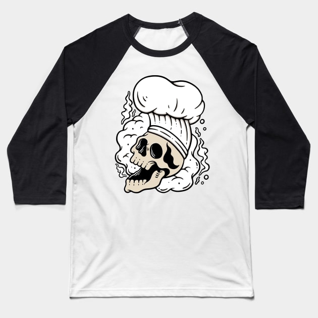 Head Chef Skull Baseball T-Shirt by Pongatworks Store